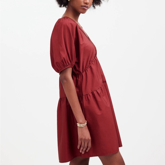 Madewell Puff-Sleeve Mini Dress in Poplin - Picture 4 of 6